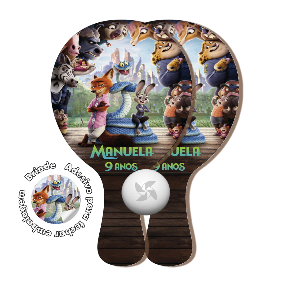 Kit lembrancinha Raquete de Ping Pong Personalizado - Lembrancinha festa zootopia