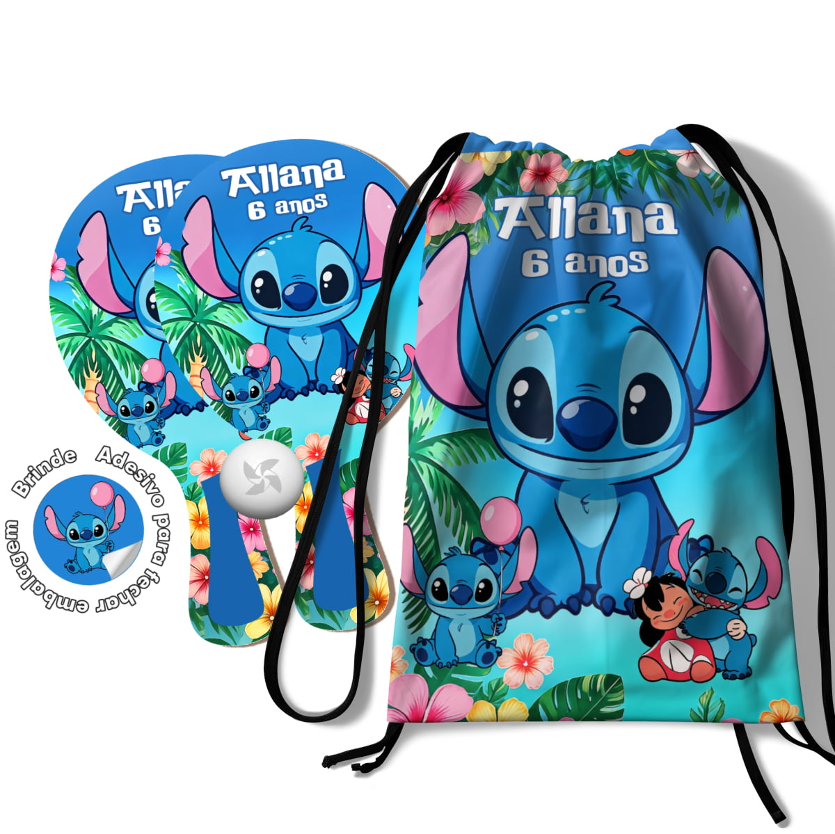 Kit Mochilinha e Raquetes Ping Pong  - Lilo and Stitch mod. 2005