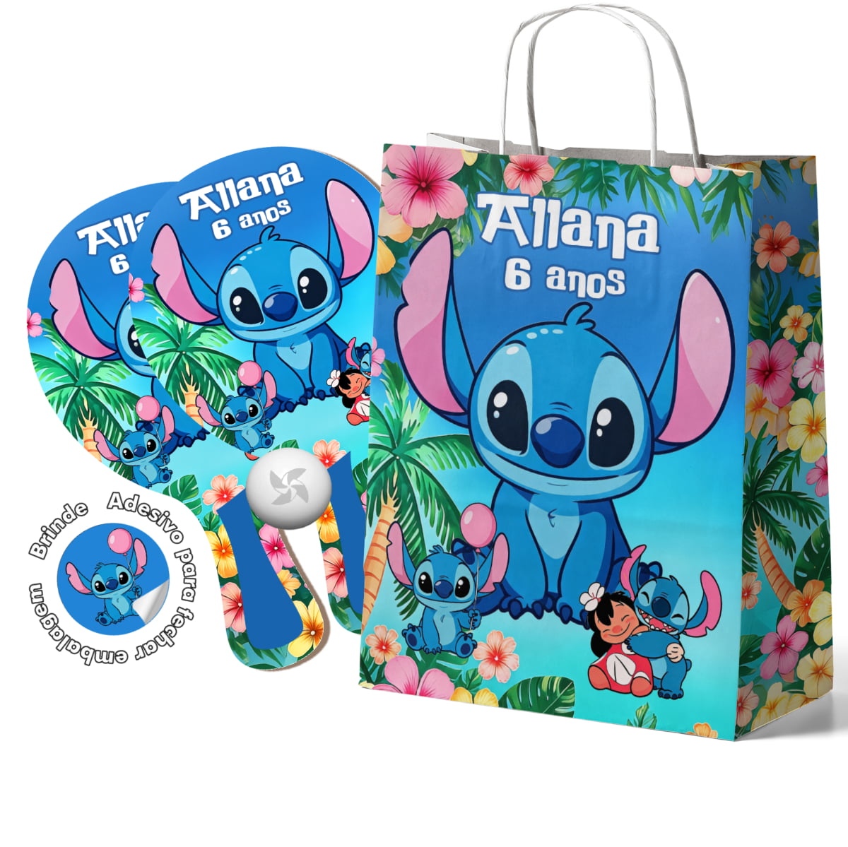 Kit Sacola de Papel e Raquete - Lilo and Stitch mod. 2005