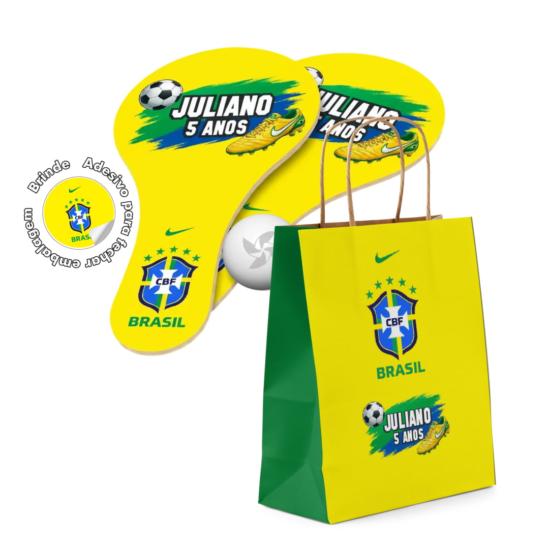 Kit Sacola de Papel e Raquete de Ping Pong Personalizada