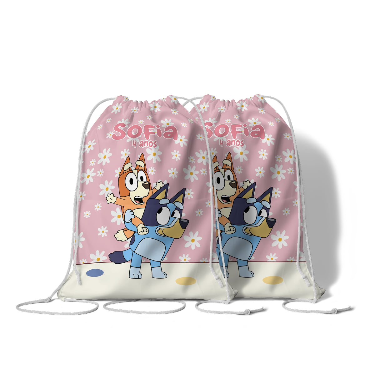 Mochilinha saco  - lembrancinha Bluey e pingo