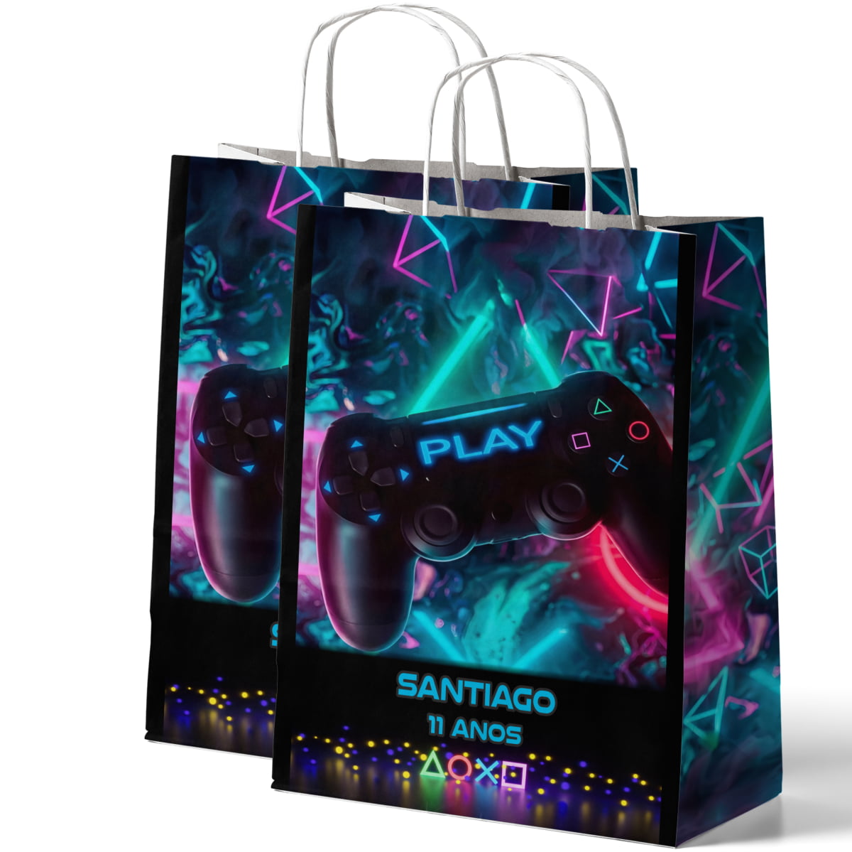 Sacolinha de papel personalizada - Lembrancinha tema game 