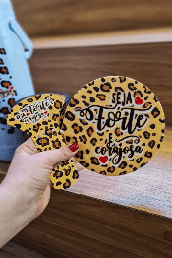 Kit chimafácil e Vira mate Personalizado - Animal Print - Seja forte e Corajosa 