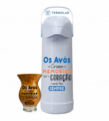 Kit chimarrão cuia e térmica 1L - dia dos avós presente