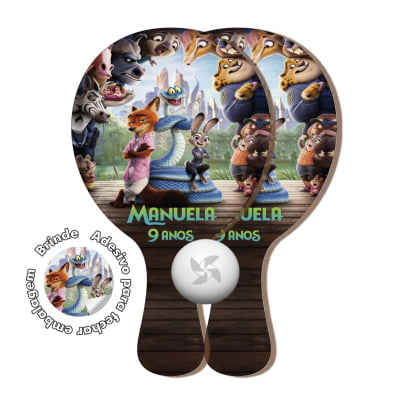 Kit lembrancinha Raquete de Ping Pong Personalizado - Lembrancinha festa zootopia