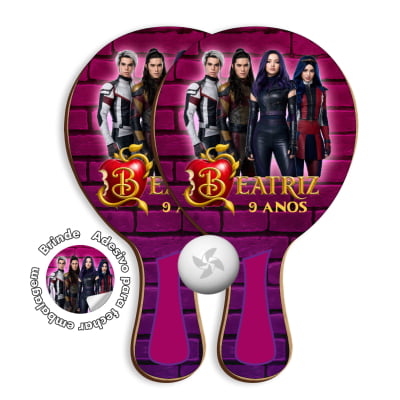 Kit Mochilinha e Raquetes Ping Pong  - lembrancinha Descendentes 