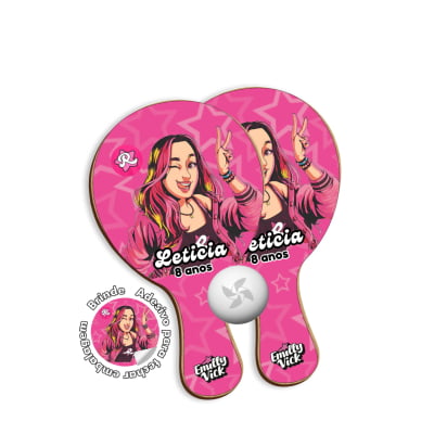 Kit Mochilinha e Raquetes Ping Pong  - lembrancinha Emilly Vick 