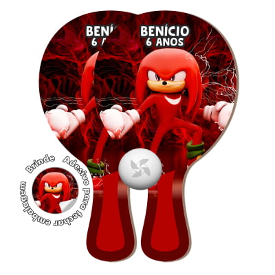 Kit Raquetes Ping Pong - Knuckles Sonic Vermelho