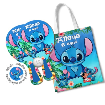 Kit Sacola Oxford e Raquete Ping Pong - Lilo and Stitch mod. 2005