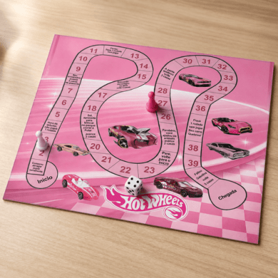 7/10/15/20/25 - lembrancinhas jogo de tabuleiro Hot Wheels menina rosa