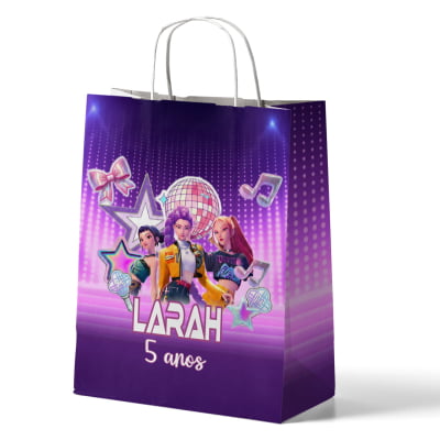 Sacolinha de papel personalizada lembrancinha Guerreiras Kpop 