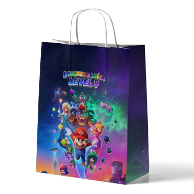Sacolinha de papel personalizada lembrancinha Super Mario Galaxy Sacolinha de papel personalizada lembrancinha Super Mario Galaxy