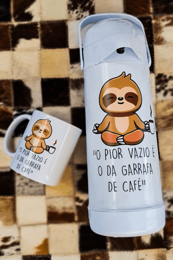 Garrafa Térmica e Caneca personalizada - café