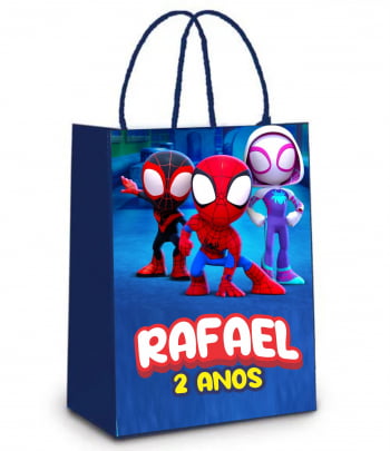 Kit sacola de papel e Raquete ping pong - Spidey e Seus Amigos Espetaculares - 10 unidades