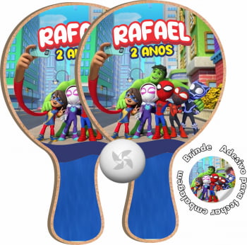 Kit sacola de papel e Raquete ping pong - Spidey e Seus Amigos Espetaculares - 10 unidades