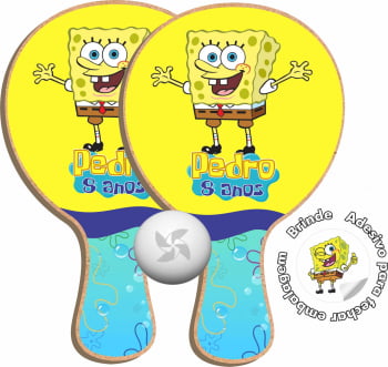 RAQUETE PERSONALIZADA TEMA BOB ESPONJA MOD 02 - 10 PARES