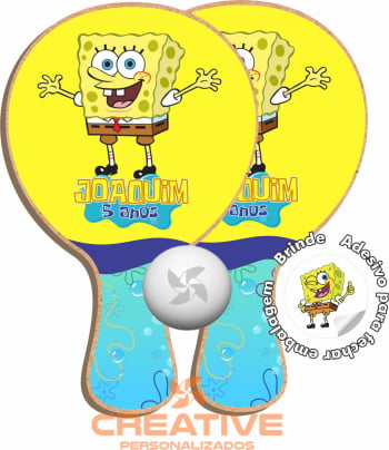 RAQUETE PERSONALIZADA TEMA BOB ESPONJA MOD 02 - 10 PARES