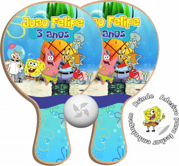 RAQUETE PERSONALIZADA TEMA BOB ESPONJA  - 10 PARES