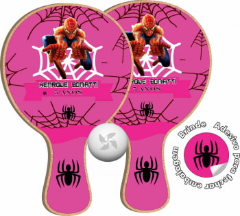 RAQUETE PERSONALIZADA TEMA HOMEM ARANHA - 10 PARES