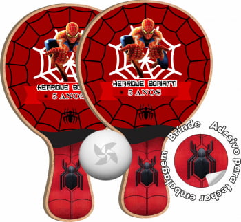 RAQUETE PERSONALIZADA TEMA HOMEM ARANHA - 10 PARES