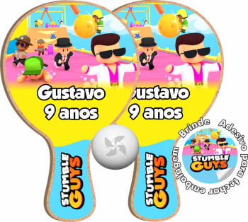 RAQUETE PERSONALIZADA TEMA STUMBLE GUYS - 10 PARES